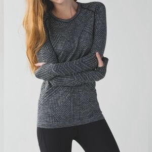 Like New Lululemon Size 2 Rest Less Long Sleeve, Heathered Black